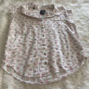 Jachs Girlfriend White‎ Floral Button Up Blouse Large